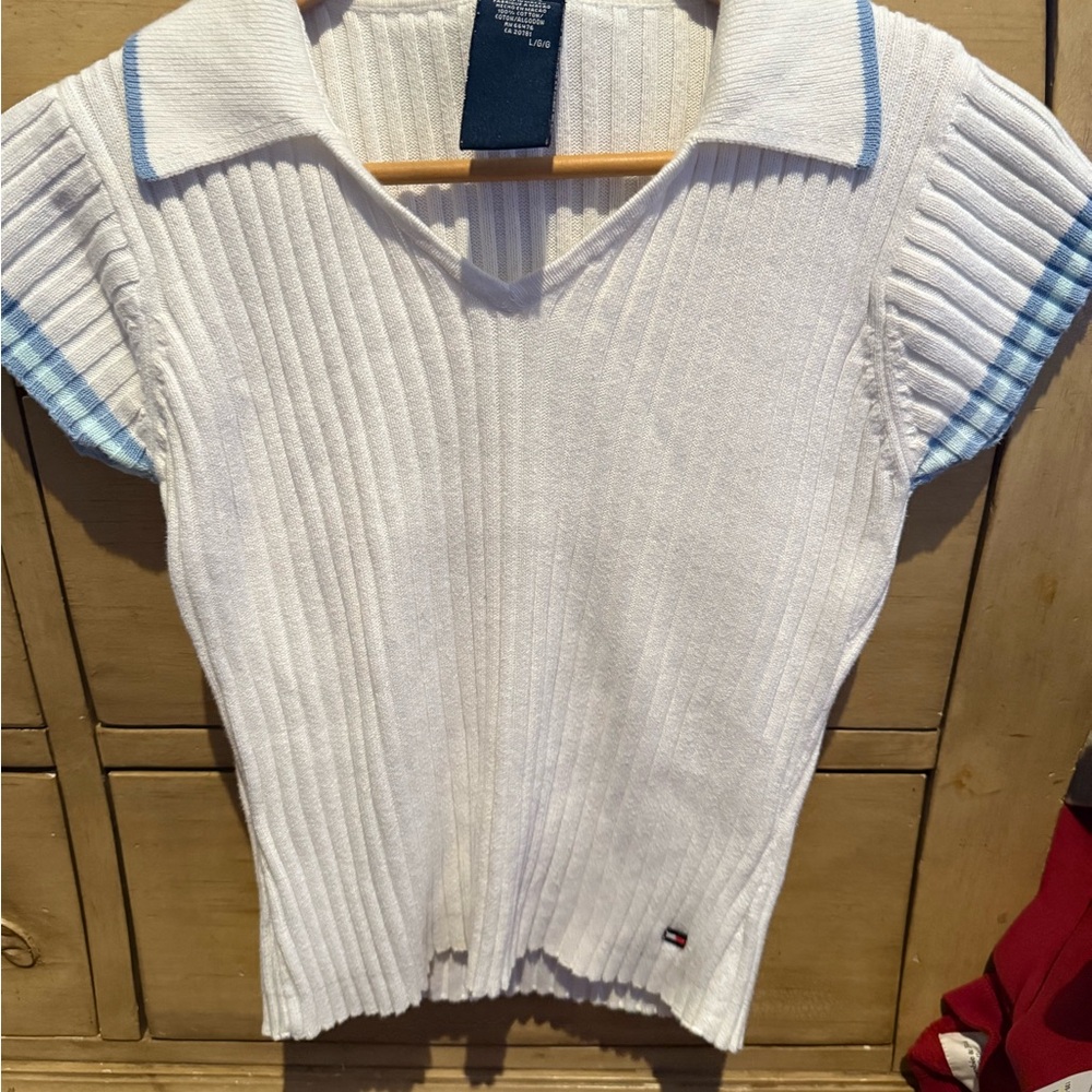 Tommy Hilfiger White Ribbed Polo Shirt